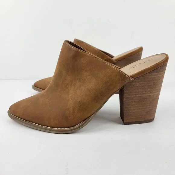 ABOUND Maya Block Heel Mules Shoes Womens Pointed Tan FAUX-LEATHER Size 9.5 M - Picture 2 of 11